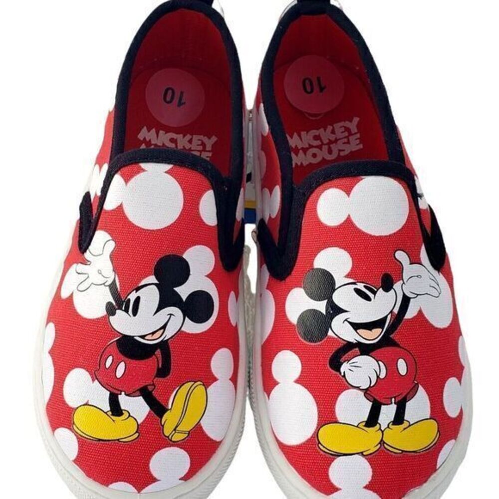 Disney Shoes For Girls Without Laces Mickey Mouse Size 10 Red‎ New